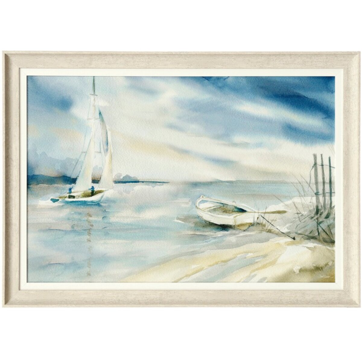 3d54bf8d3ed52d3a177883de04424e6c Come Sail Away Textured Double Framed Coastal Print - Image 1
