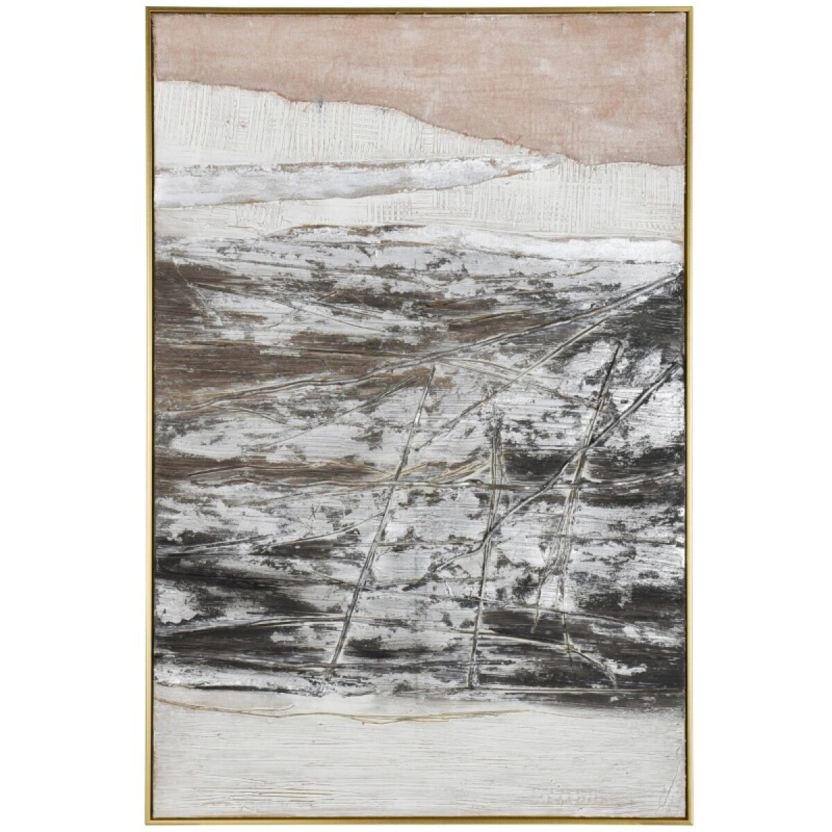 3dda2c0eee95ca1d56bbec6994cfdbfb Neutral Layers Mixed Media Abstract And Textured Canvas Art With Gold Frame - Image 1