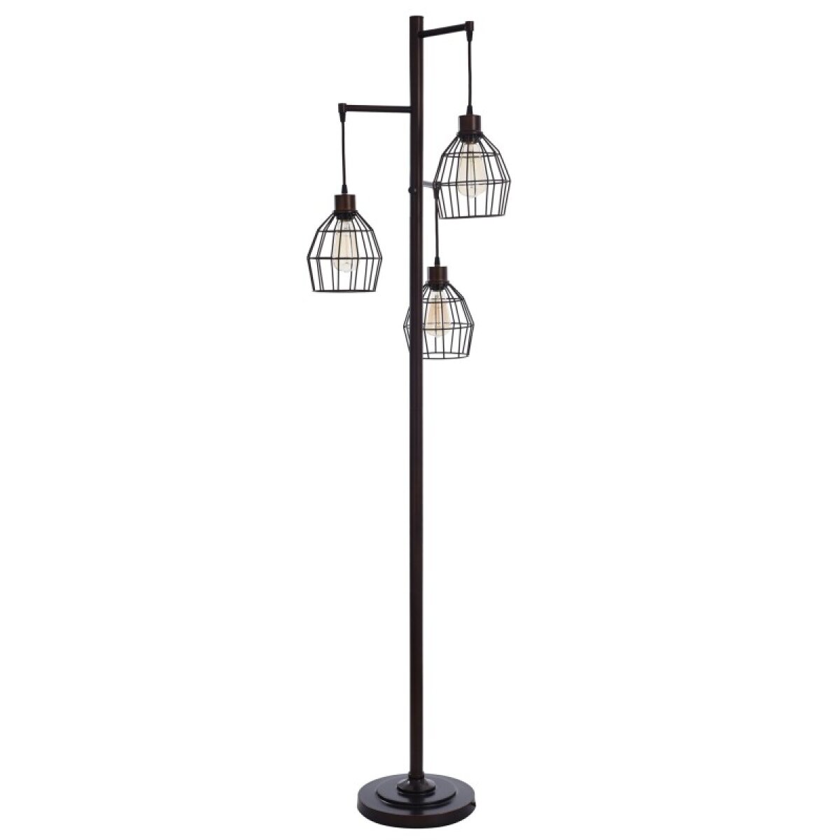 3f6fc0ff33487269540f7ed6ea5086de Madison Bronze Metal Three Pendant Cage Shade Floor Lamp 40 Watts - Image 1