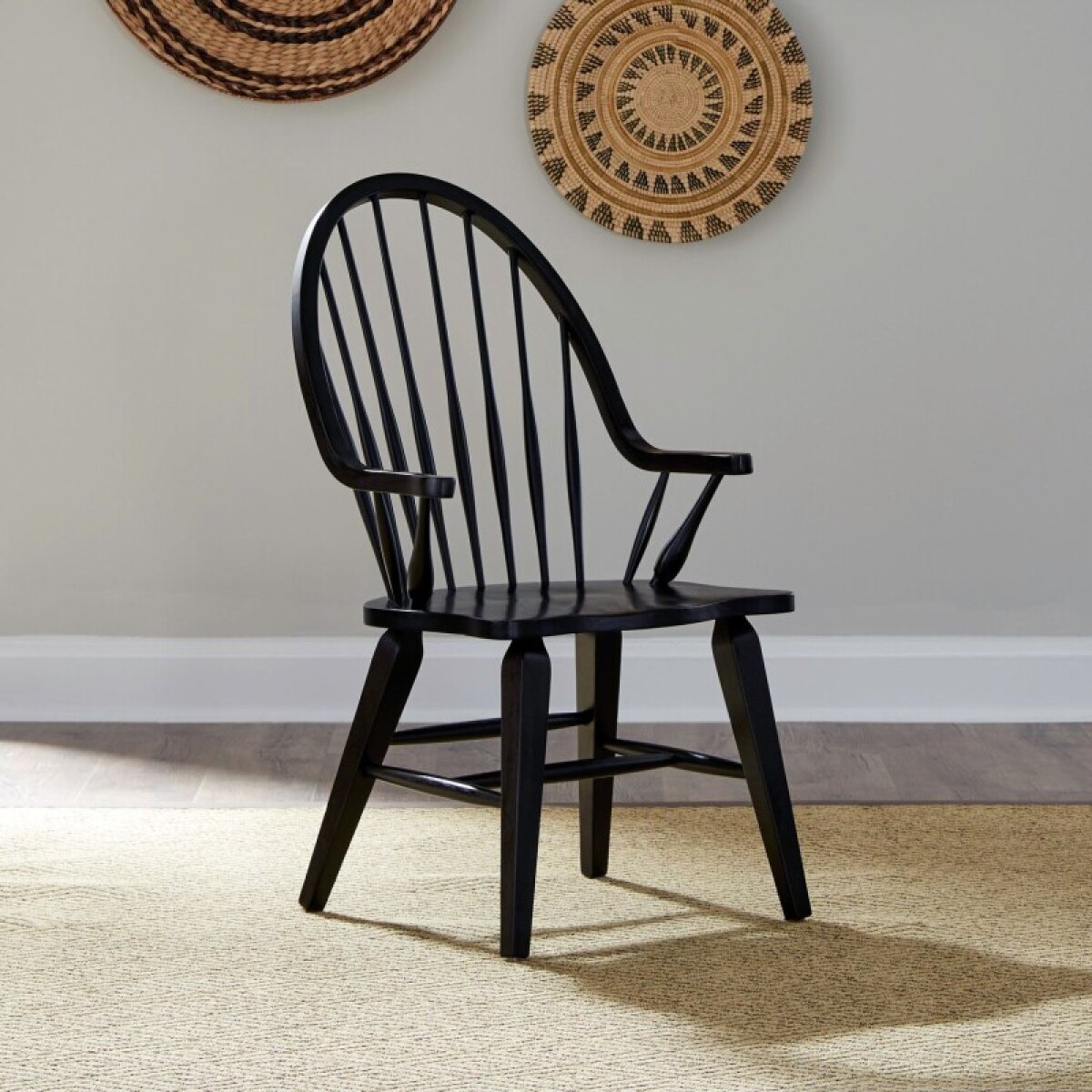 40adbf7ce6667ff16ccf20c92be7bd72 Hearthstone Ridge Windsor Back Arm Chair - Black - Image 1