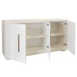 Phoebe Three Door Concave Sideboard Made Of Wire Brushed New Zealand Pine In A White Washed Finis - Image 3