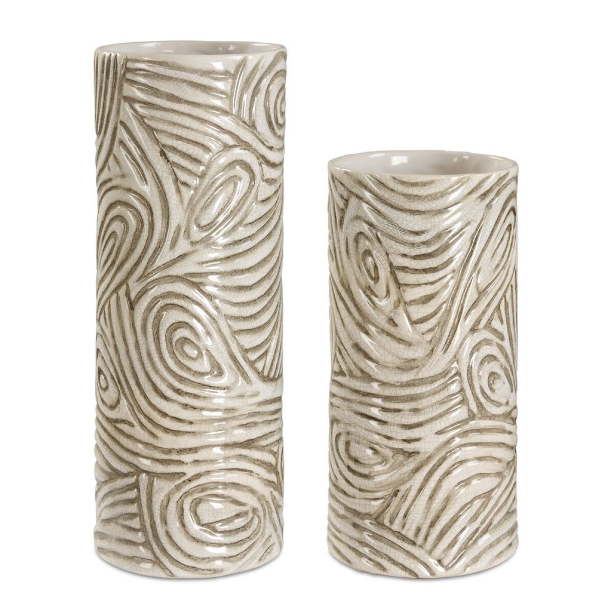 4102f519ae27fbeafee6435785a1381f Timber Swirl Vases, S/2 - Image 1