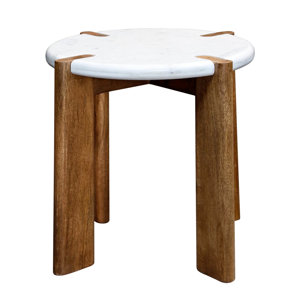 4105cc8048e4a0e94fdb8e569160df97 Noland End Table | Walnut Finish On Mango Wood With White Marble Top - Image 1