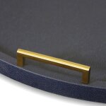 Dann Foley Lifestyle Shagreen Tray Navy Faux Leather Shagreen And Gold Metal Handles - Image 2