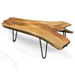 Badang Carving Natural Teak Coffee Table With Clear Lacquer Finish - Image 3