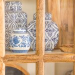 Tucker Curio Cabinet Solid Mango Wood Clear Tempered Glass Window Pane Door Panels With Classic - Image 3