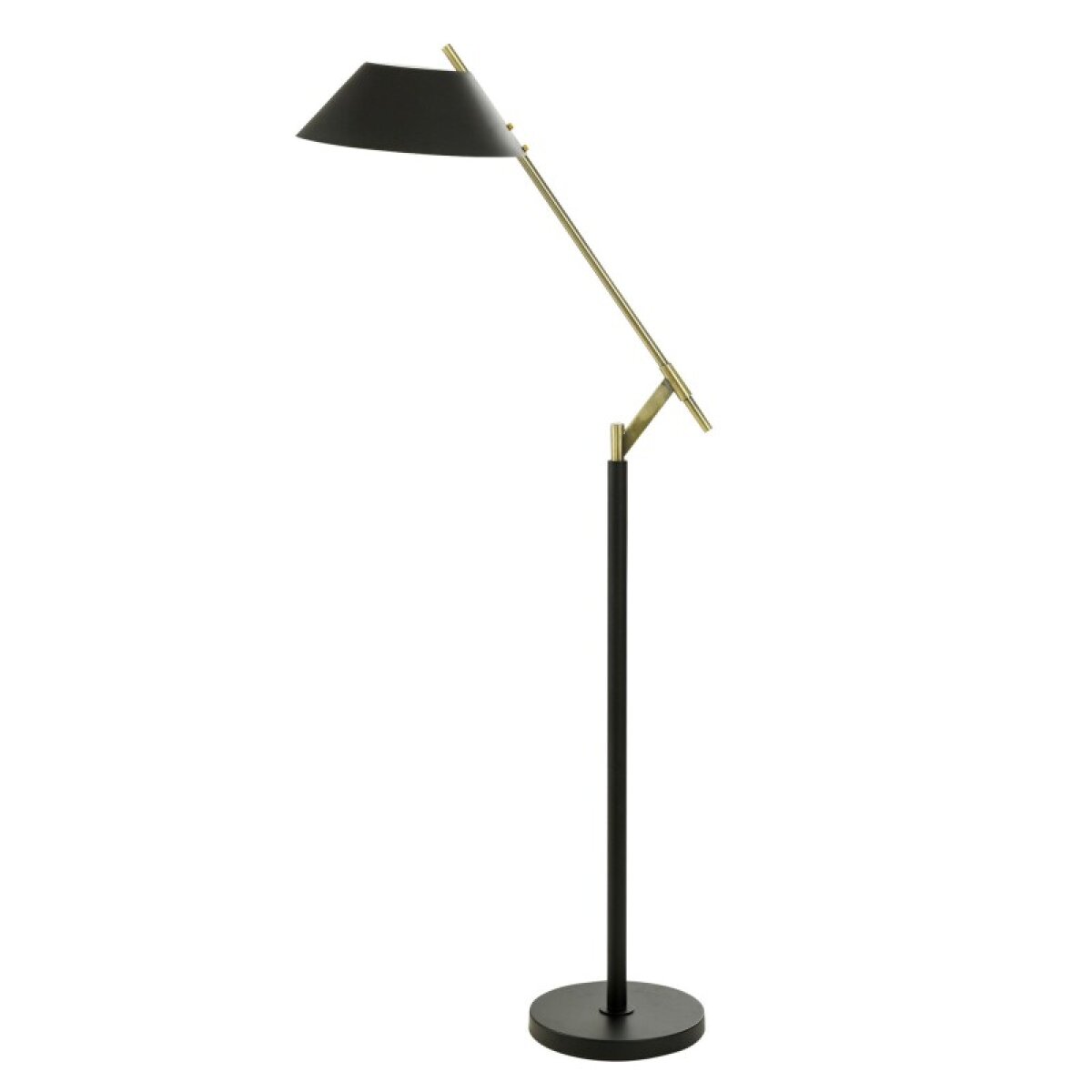 428ab0ae2b7e928712b11c0e11f7fdd6 Brigg Black Floor Lamp Modern Angled Steel Arm In Matte Black And Aged Brass Finish - Image 1
