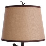 Dalton Antler Table Lamp With Burlap Drum Shade Trimmed In Leather 1 - Image 4