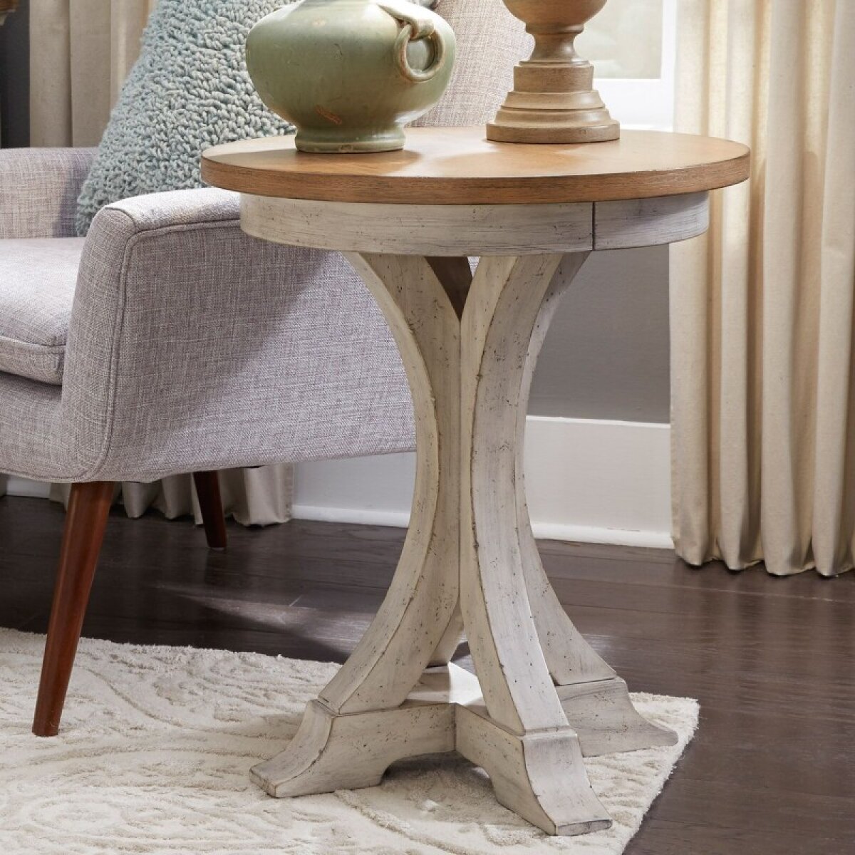 43ca8458cff73ba2c0cffbe79a63064b Farmhouse Reimagined Round Chair Side Table - Image 1
