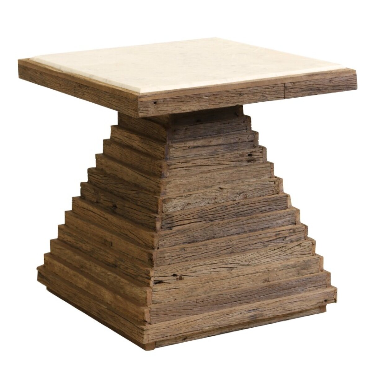 44a2b6cf9aef8e8f5ce2b02dd910b3aa Trellis Natural Reclaimed Wood Side Table With Marble Top - Image 1