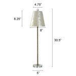 Capiz Slim Buffet Lamp Steel And Crystal In Aged Brass Finish On Skinny Beeded Body - Image 6