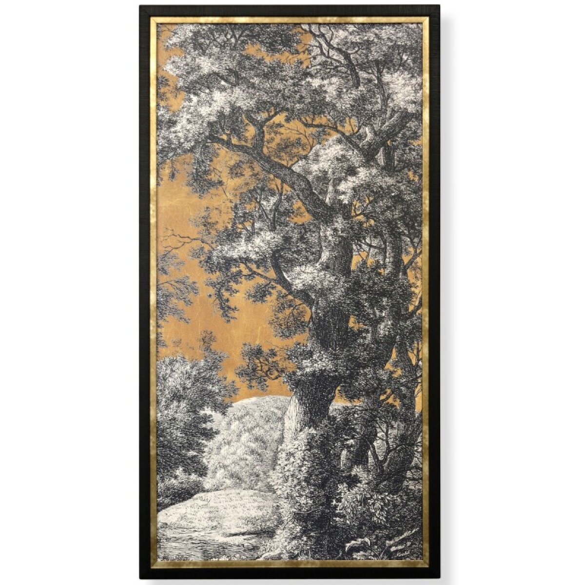45384b0c0b12e29547cc39d5ac341b26 Golden Toile Ii Textured Framed Print - Image 1