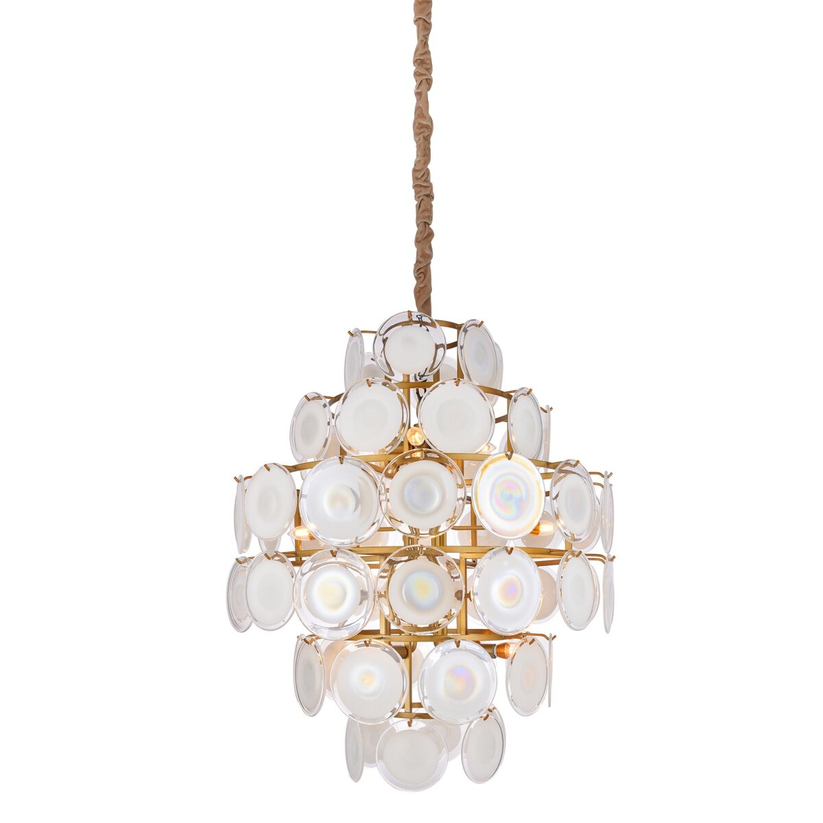 459c5a14272f4319433269562d46f7e9 Isla Chandelier | Frosted Glass Disks With Gold Finished Metal - Image 1