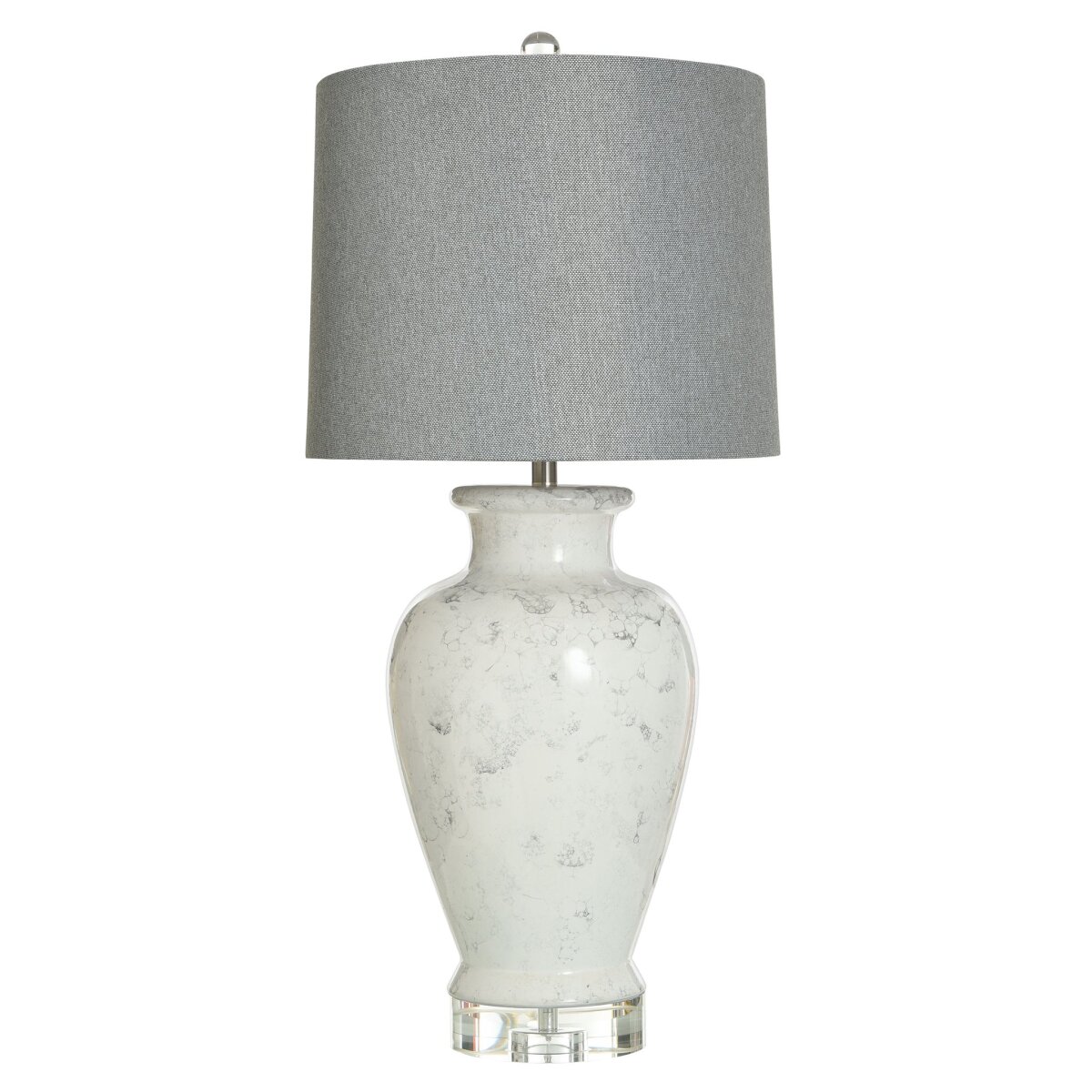 45b1d1c627a12022a65ea5c1966d1097 Julian Table Lamp | White Finished Ceramic Body With Crystal Base | Hardback Shade - Image 1