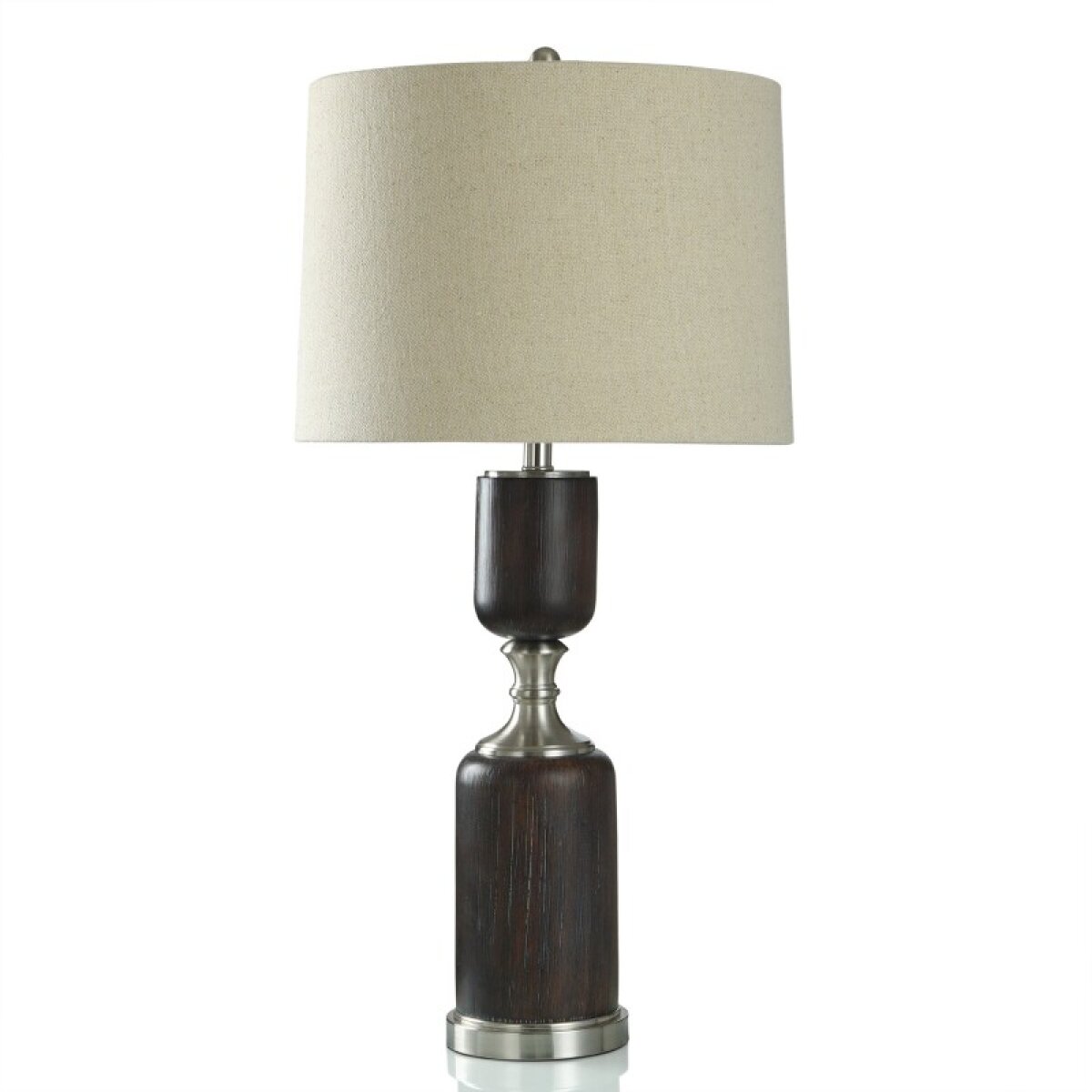 45e7d034b9f891e1be7a3b22eaea233f Wood Bridge Silver Table Lamp Mid-century Modern Design With Faux Wood Finish 150w - Image 1