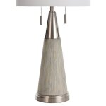 Cigala Silver Round Tapered Moulded Table Lamp With Polished Steel Acc - Image 4