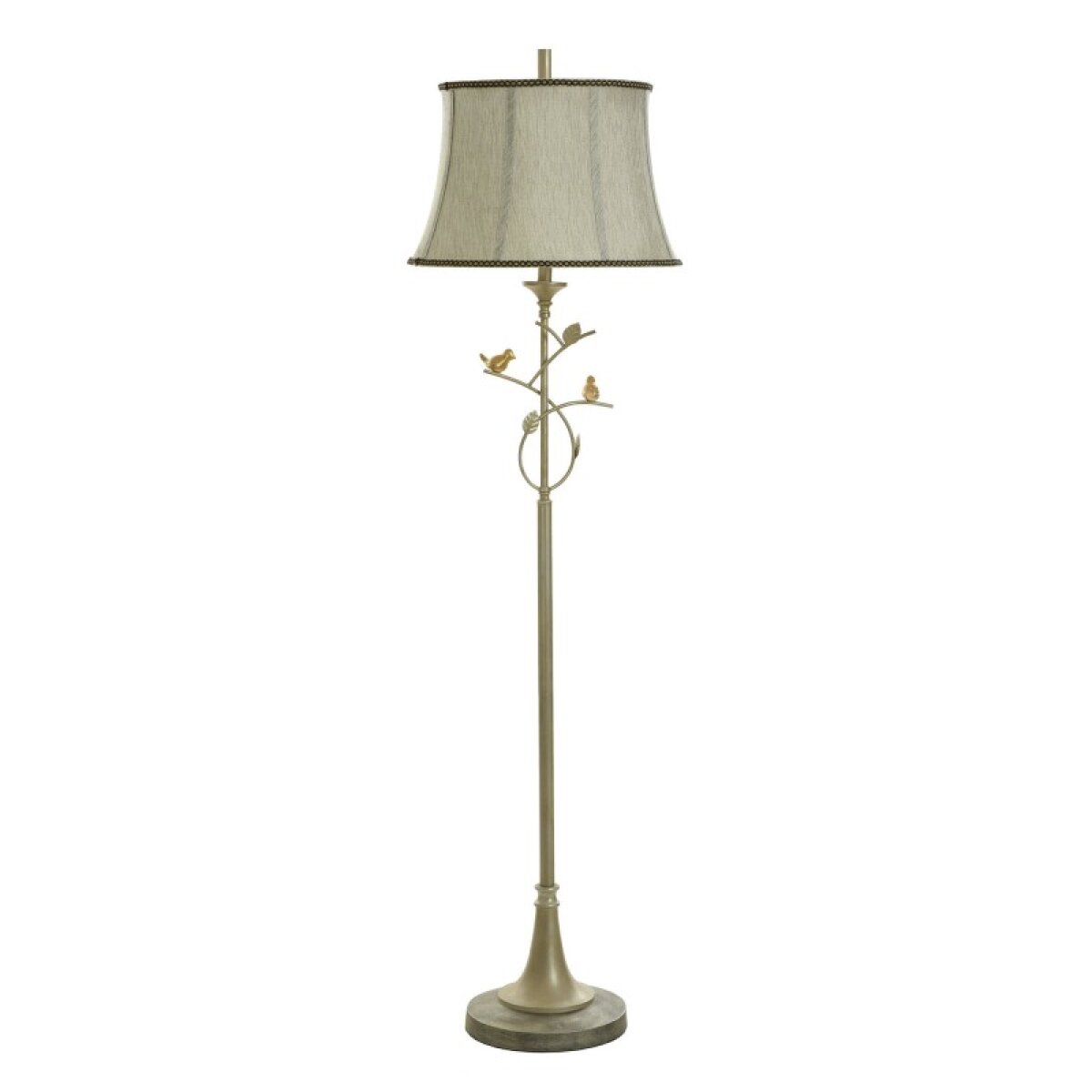 469b6aa2e4f91bac69cebcd7b716c133 Ascoli Silver Traditional Floor Lamp With Perched Birds On Branches Design - Image 1
