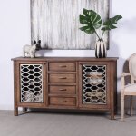 Scallop Sideboard Four Drawer And Two Door Silver And Natural Wood Finish - Image 7