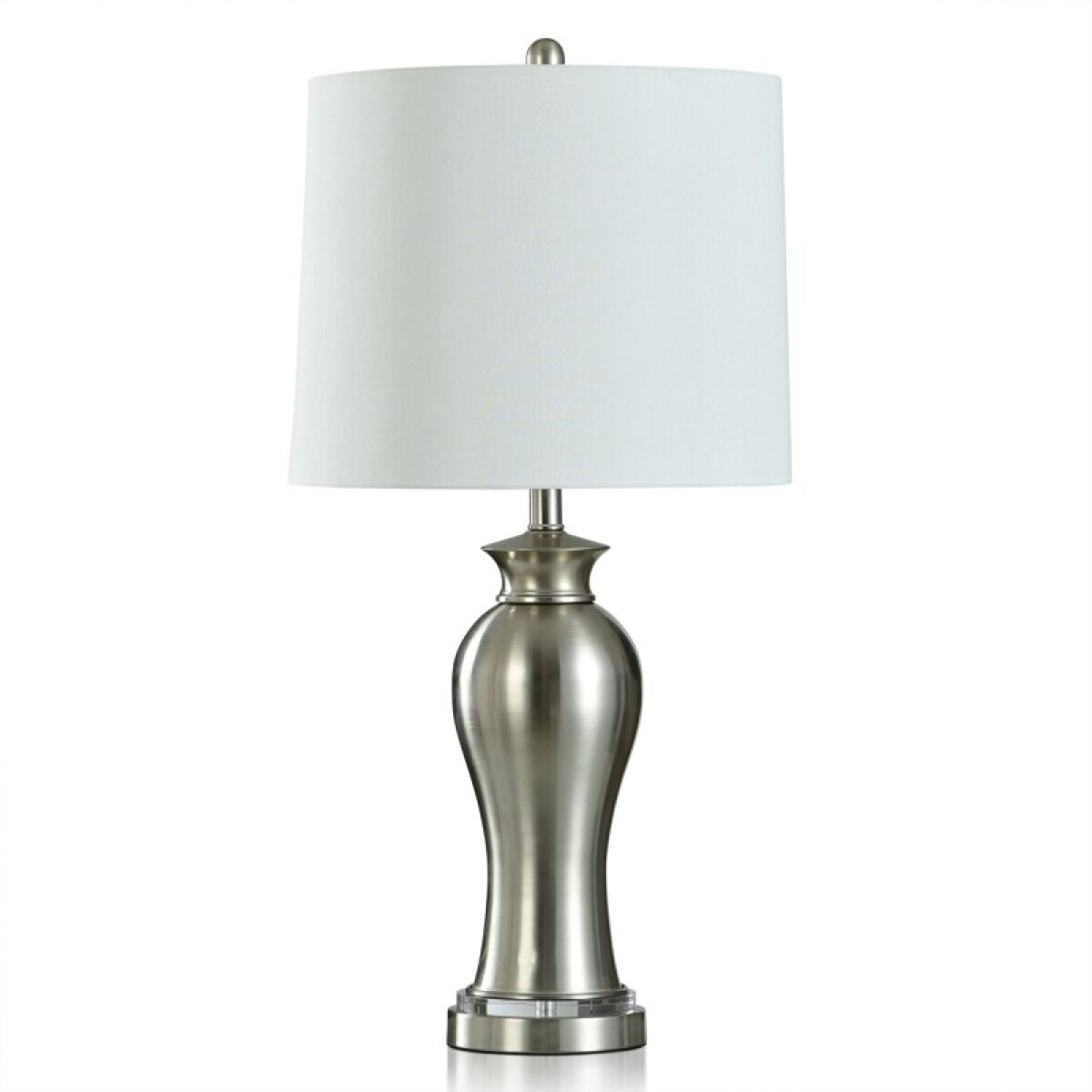 48466e446914d54d5d535982655d851f Brushed Silver Steel Lamp With Clear Acrylic Accent In Base 150 Watts - Image 1