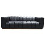 Antonio Sofa | Black Anthracite Top Grain Italian Leather With Platinum Finished Metal Base