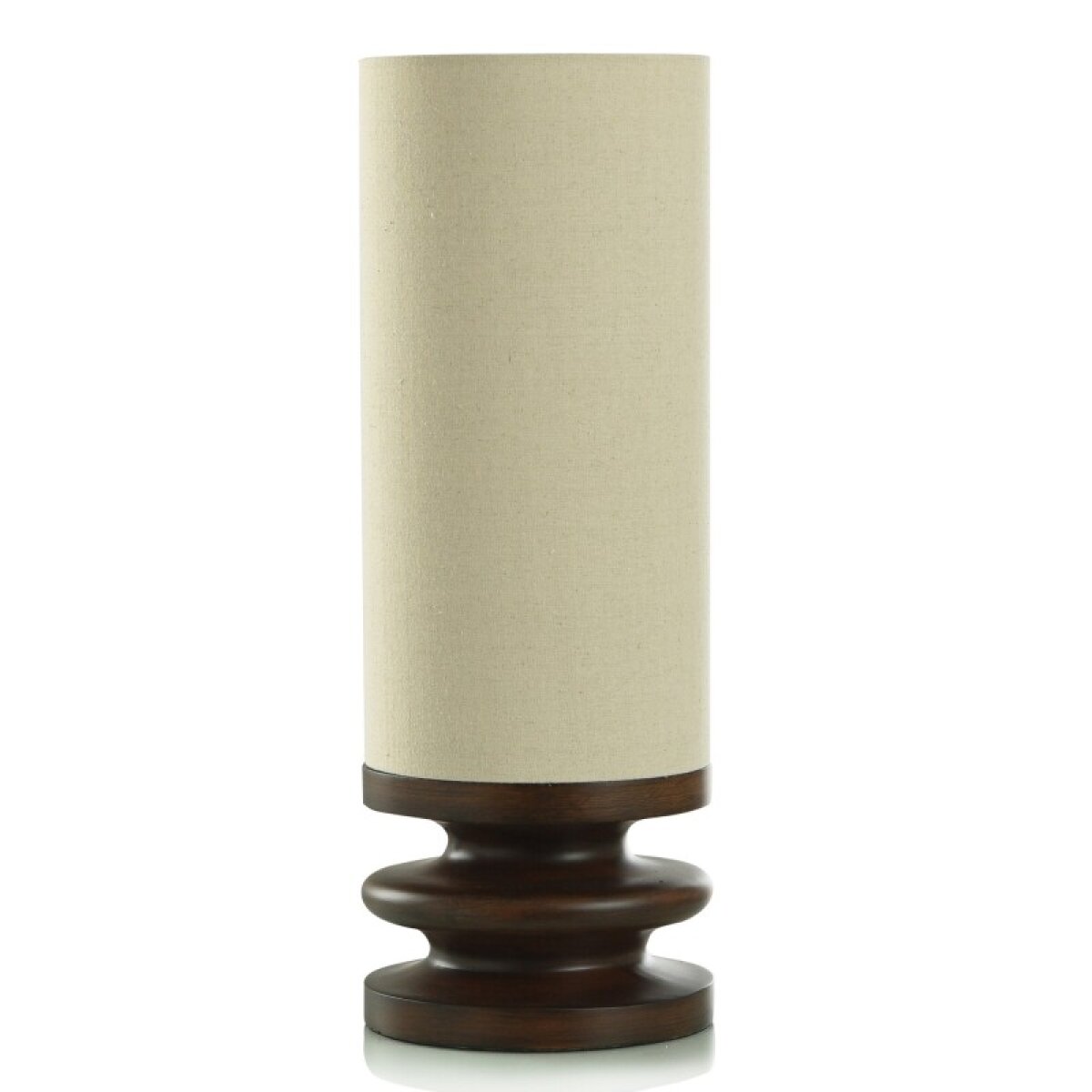 48b0cdf42334d1751acfba5cc64cf523 Walnut Ridge Uplight Fishbone Polyresin Base In Faux Walnut Wood Finish With Linen Shade - Image 1