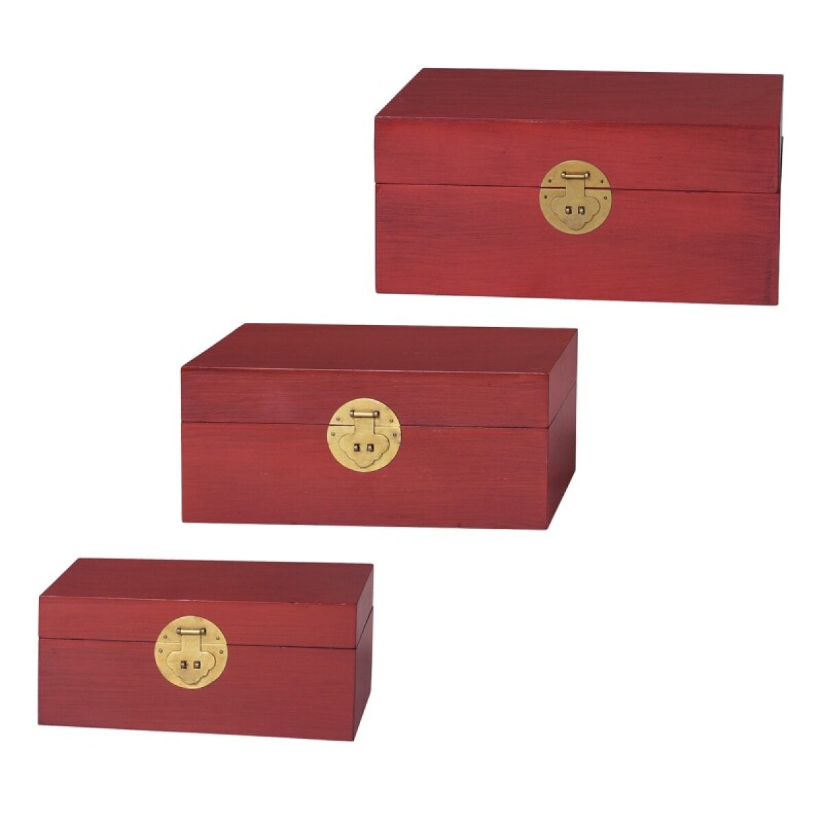 48cefcfab7f557fa738b8b5306c92cbd Dann Foley Lifestyle Set Of 3 Large Red Chinese Style Wooden Keep Box - Image 1