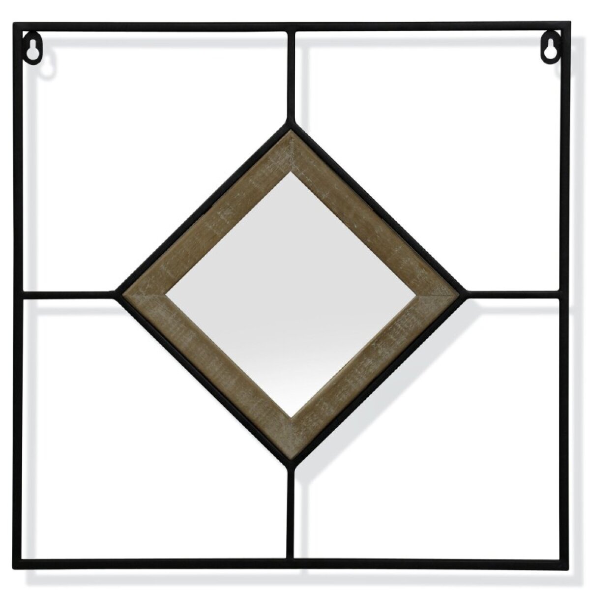 4937db21b768eda6f50d691f4a545b38 Diamond Tile Square Black Iron Outer Frame Inner Wood Diamond Framed Wa - Image 1
