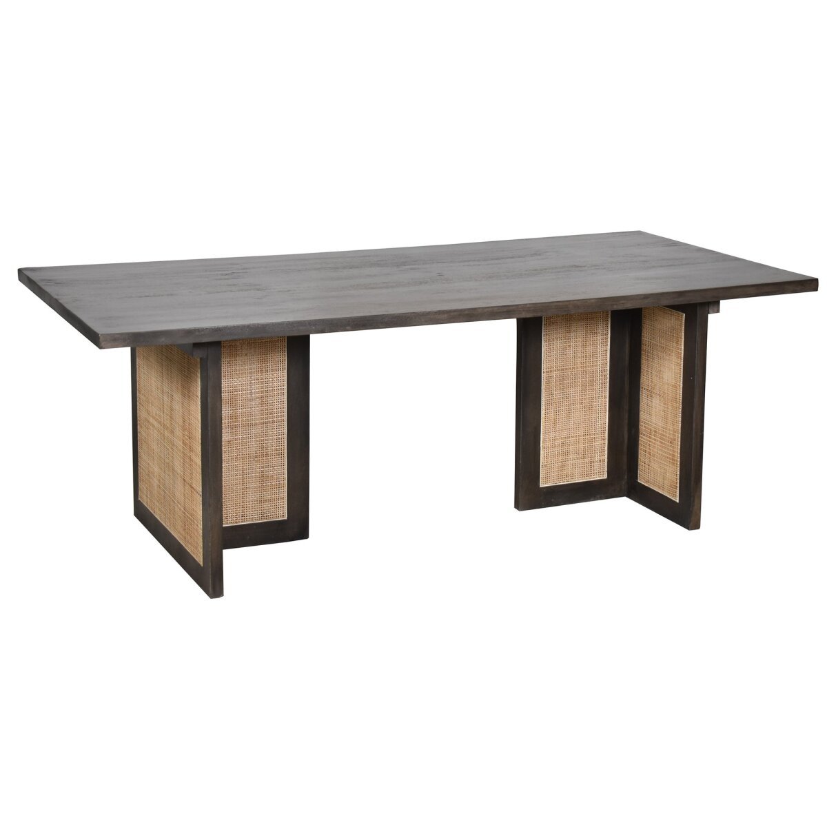 4955a1feb72e51437d73d34355bdec53 Spencer Dining Table | Gray Finshed Mango Wood With Natural Rattan Legs - Image 1