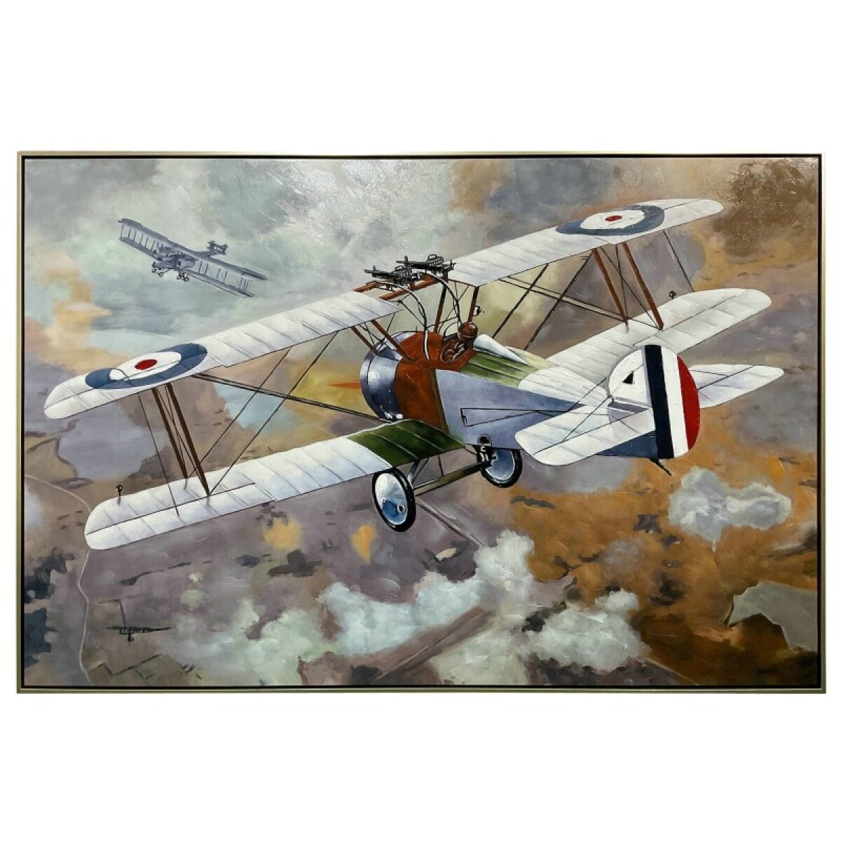 4a30d4e829424dc17219eb185e8201dd Biplane Hand Embellished Framed Canvas - Image 1
