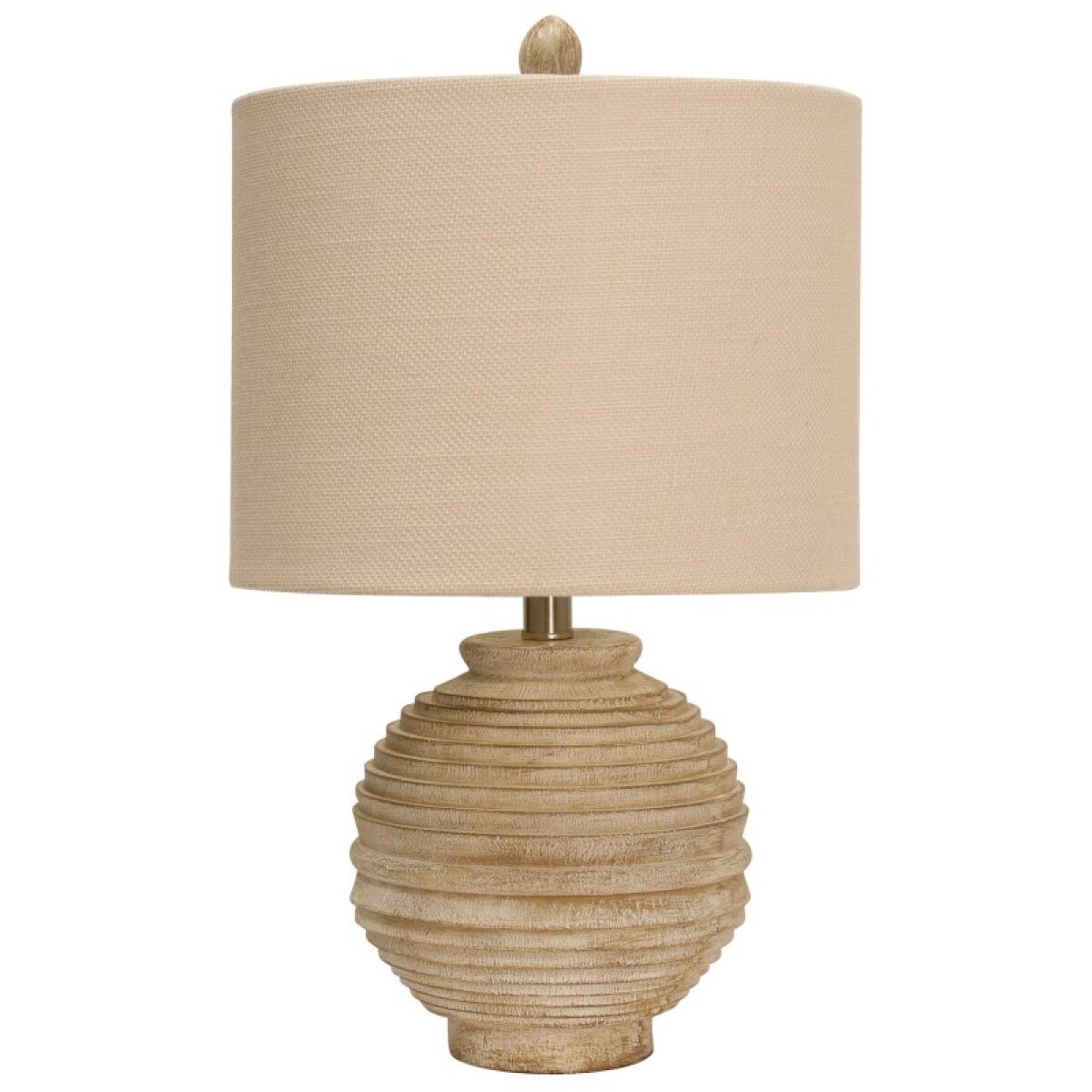 4aa73381d8a6cb4966f69b329e099ae5 Antique Beige Corrugated Round Body Traditional Table Lamp 100 Wa - Image 1