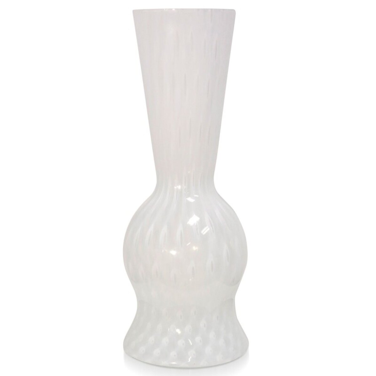 4aaa514debb9692a3f785d6019b322df Bell Vase White On White Swirl Murano Glass Vase - Image 1