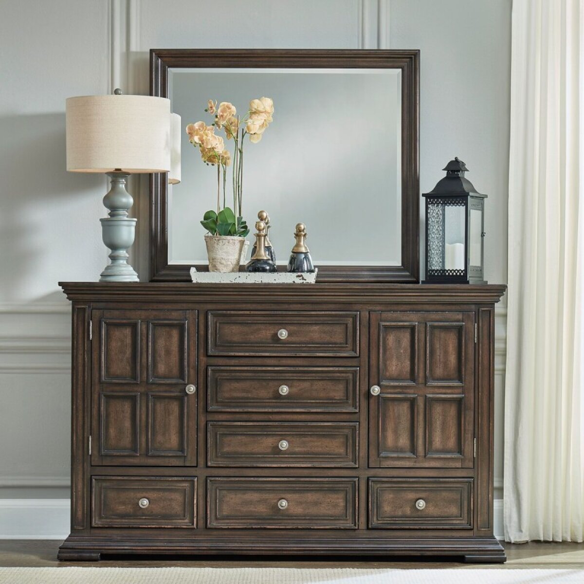 4aee3d25f30e3e6575a5e8d8c21f7b4e Big Valley Dresser & Mirror - Image 1