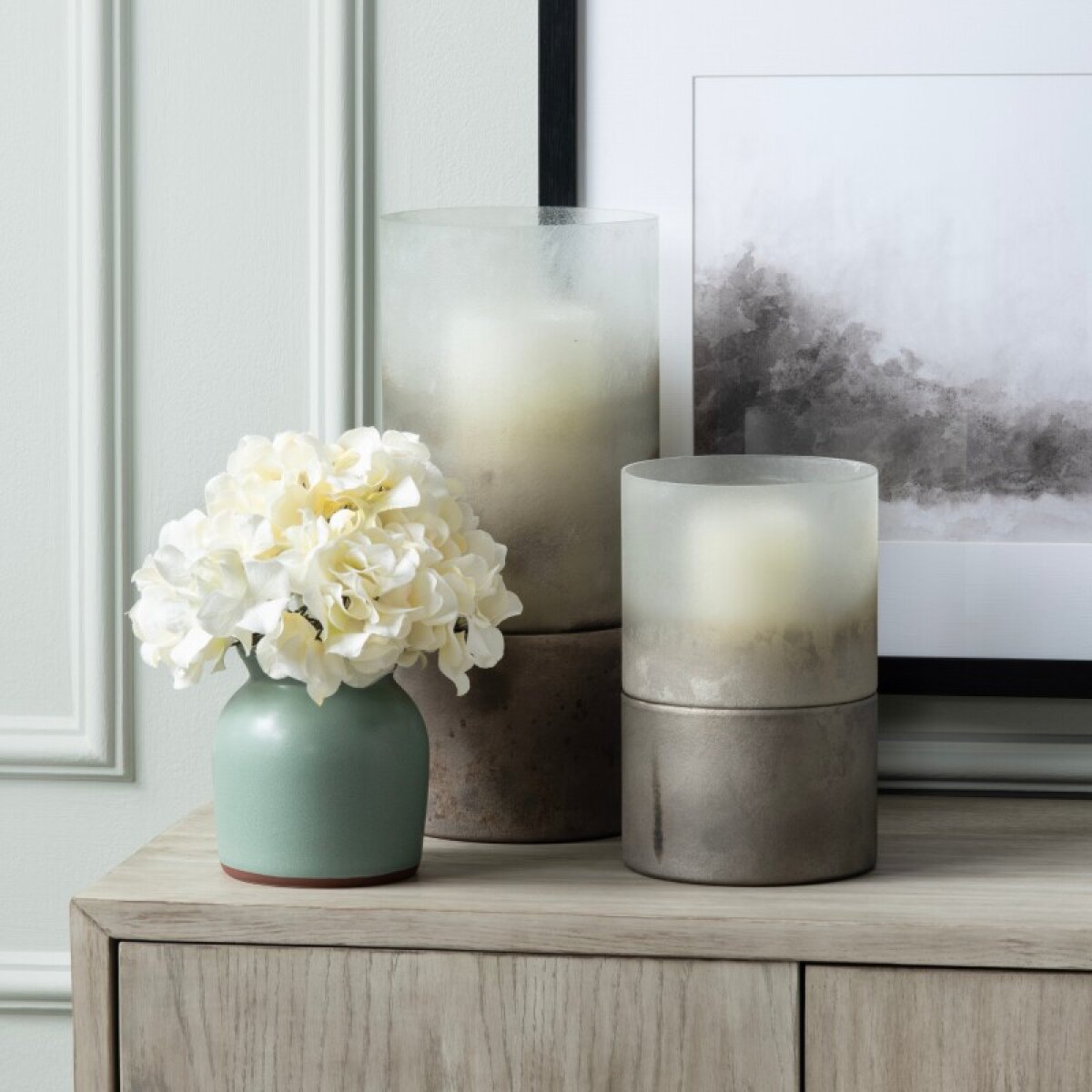 4af0c8ee916fdad209cebf7f919d2cc1 Ellery Large Metallic smoke hurricane Globes - Image 1