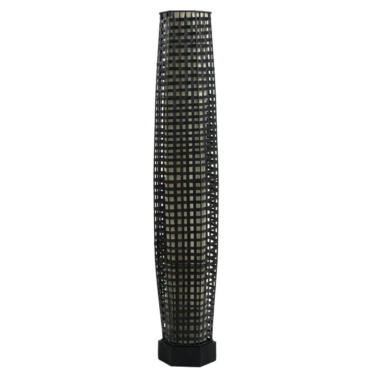 4b199ac1aff2cc69da31e6be2dbb9824 Woven Black Uplight Rattan Floor Standing Uplight 100 Watts - Image 1