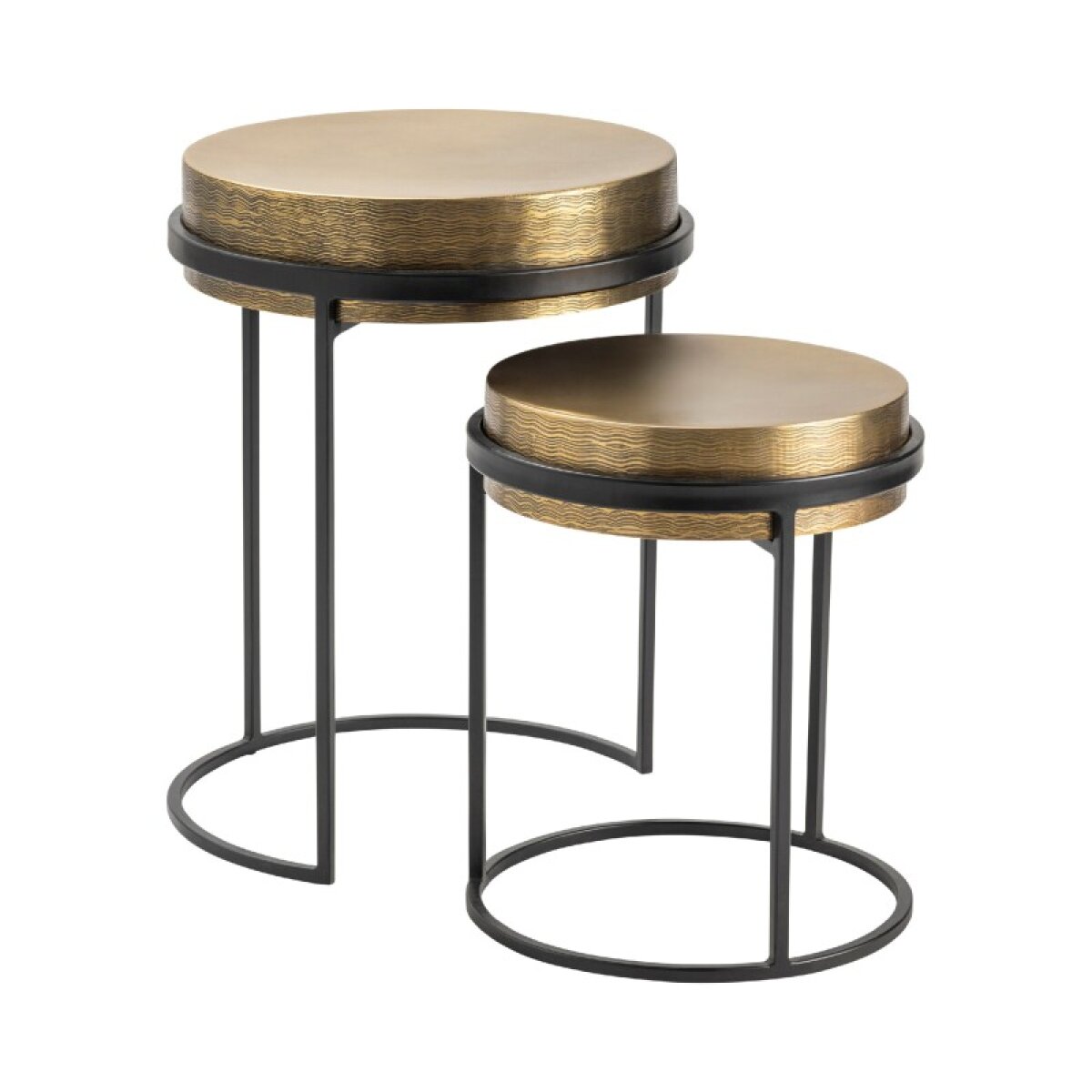 4b2316f39df34c2cacecbf9df4cf0d32 Hudson Textured Brass Nesting Tables - Image 1