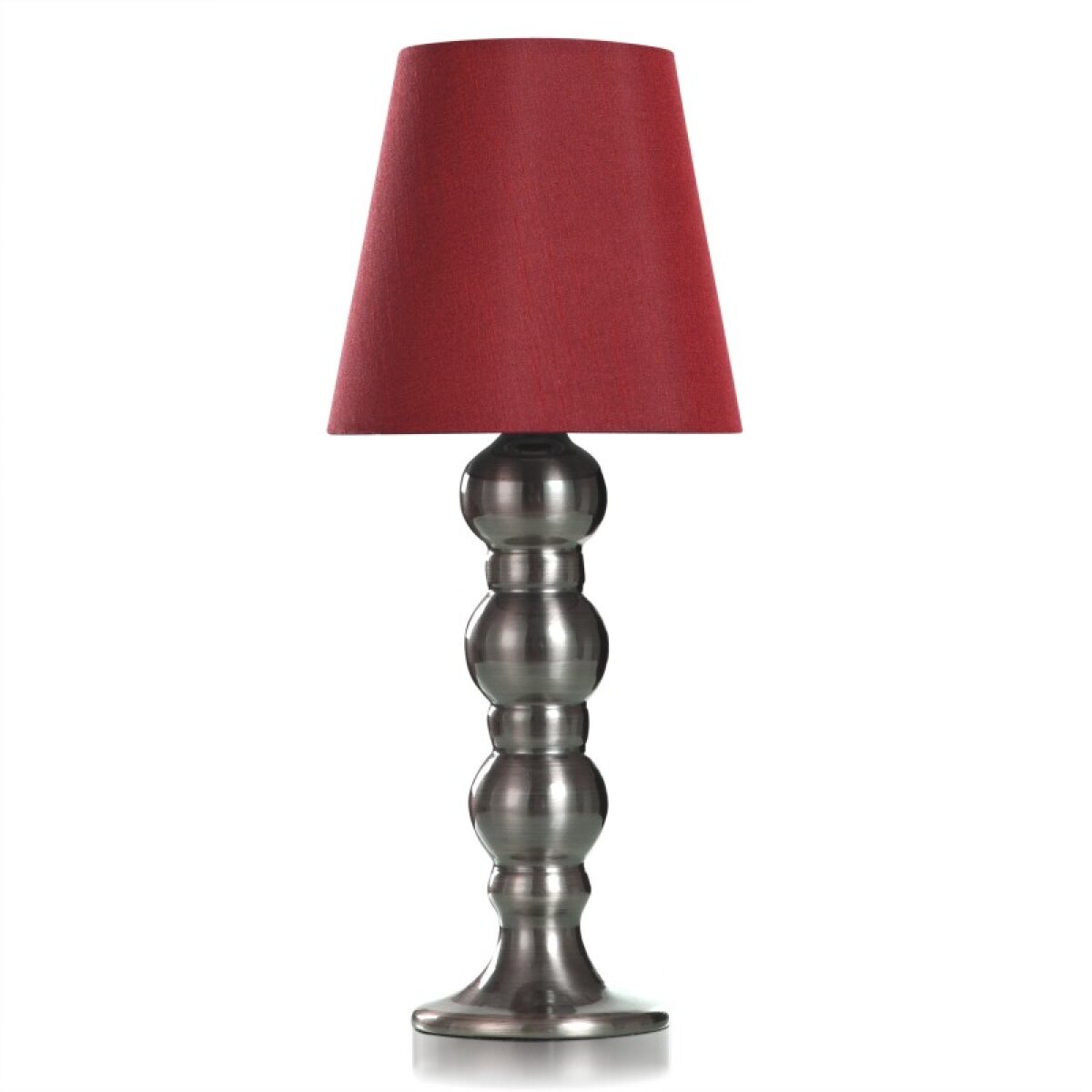 4cc3ea45bea6a24bc75144c8fffcdc6a Dann Foley Lifestyle Brushed Nickel Glass Candleholder With Steel Base And Red Shade - Image 1