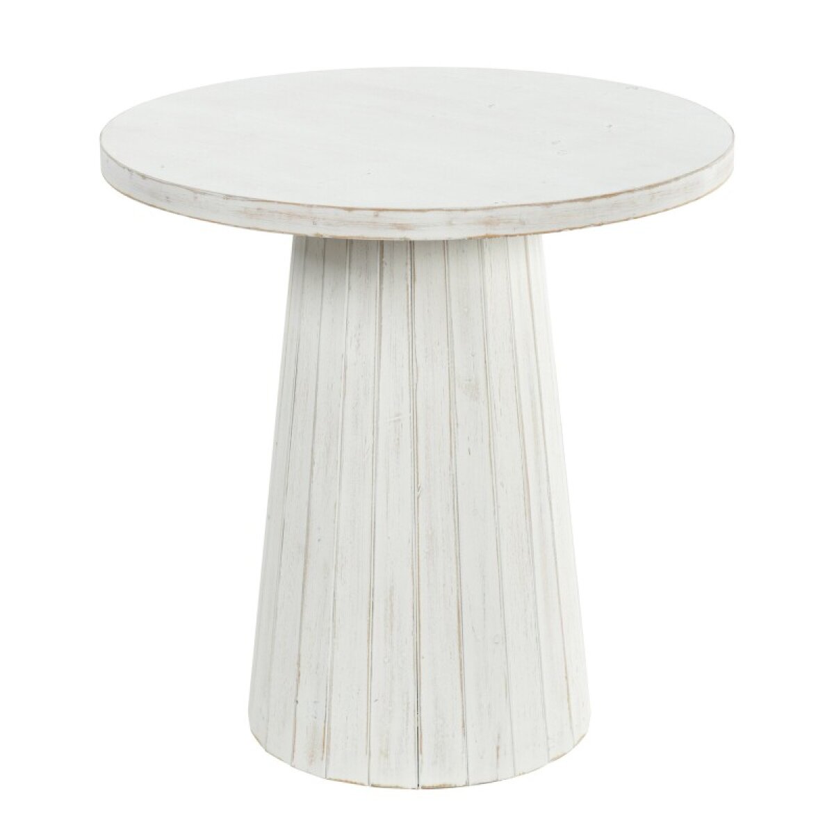 4ceed61700c30fa038cb0ef678188043 Norman Wyatt Home Drift White Washed Wooden Carved Ridge End Table - Image 1