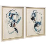 Tender Blue Set Of Two Shadow Box Abstract Wall Art On Torn Edge Paper