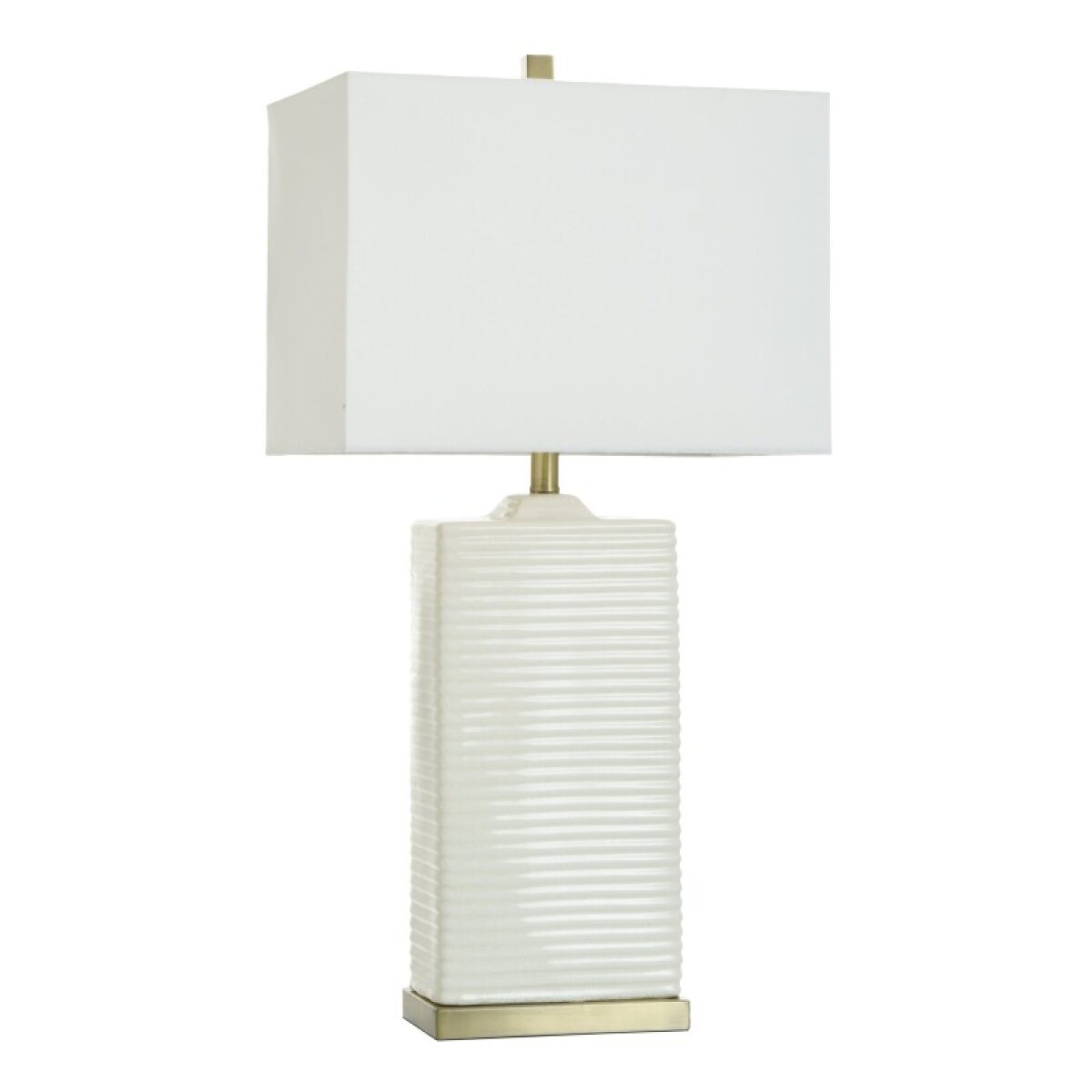 4d8fa4ab19014999f7fe4b8d8140bcd6 Choi Ivory Table Lamp Glossy Finish On Ribbed Ceramic With Brushed Brass Accents 100 W - Image 1
