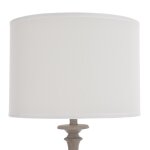 Cool Gray Traditional Classic Floor Lamp With Drum Shade In Silk Blend Taupe Fabric - Image 4