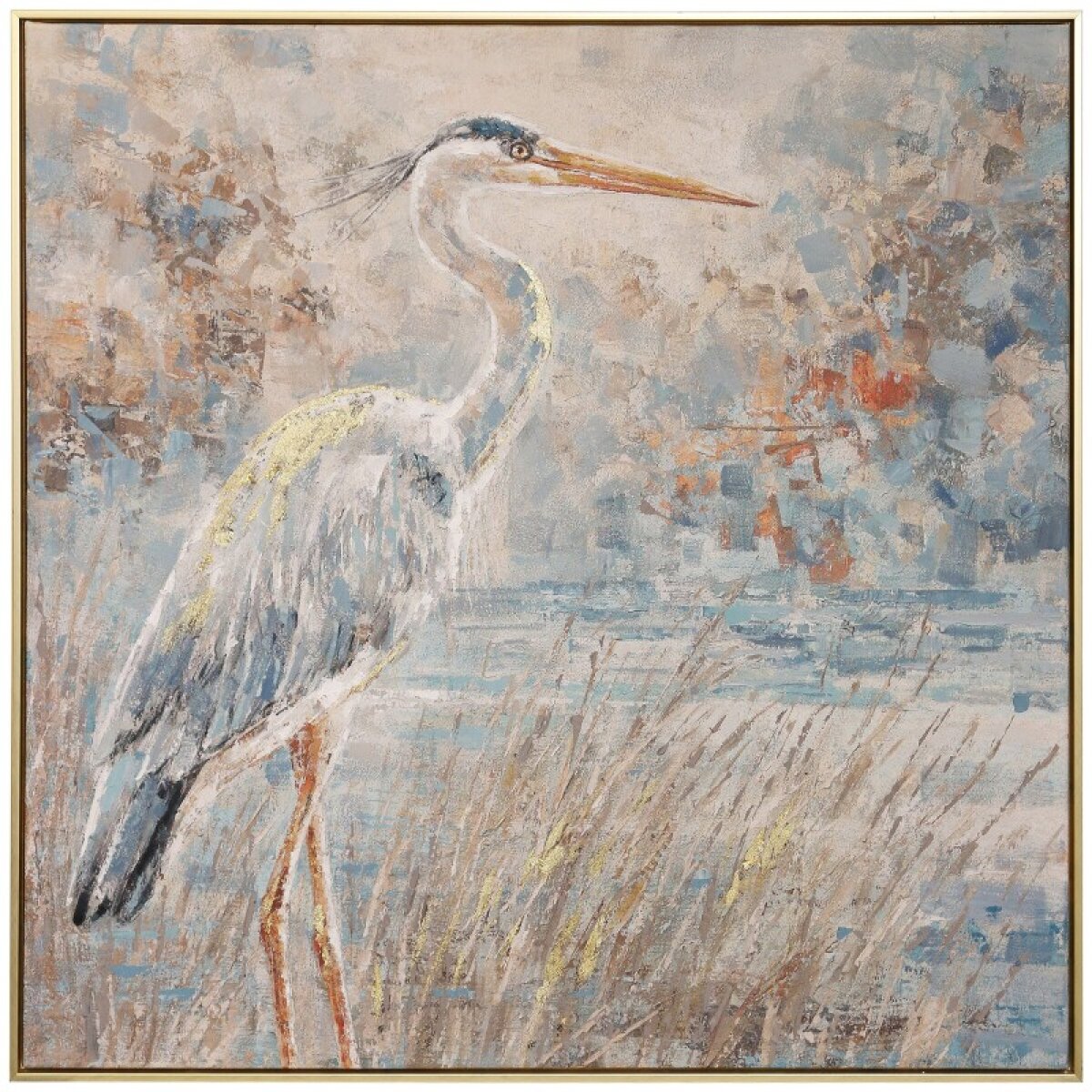 4e740b2fd4a6aa7fa59c7fadc0b28b2c Blue Heron Hand Ebellished Framed Canvas - Image 1
