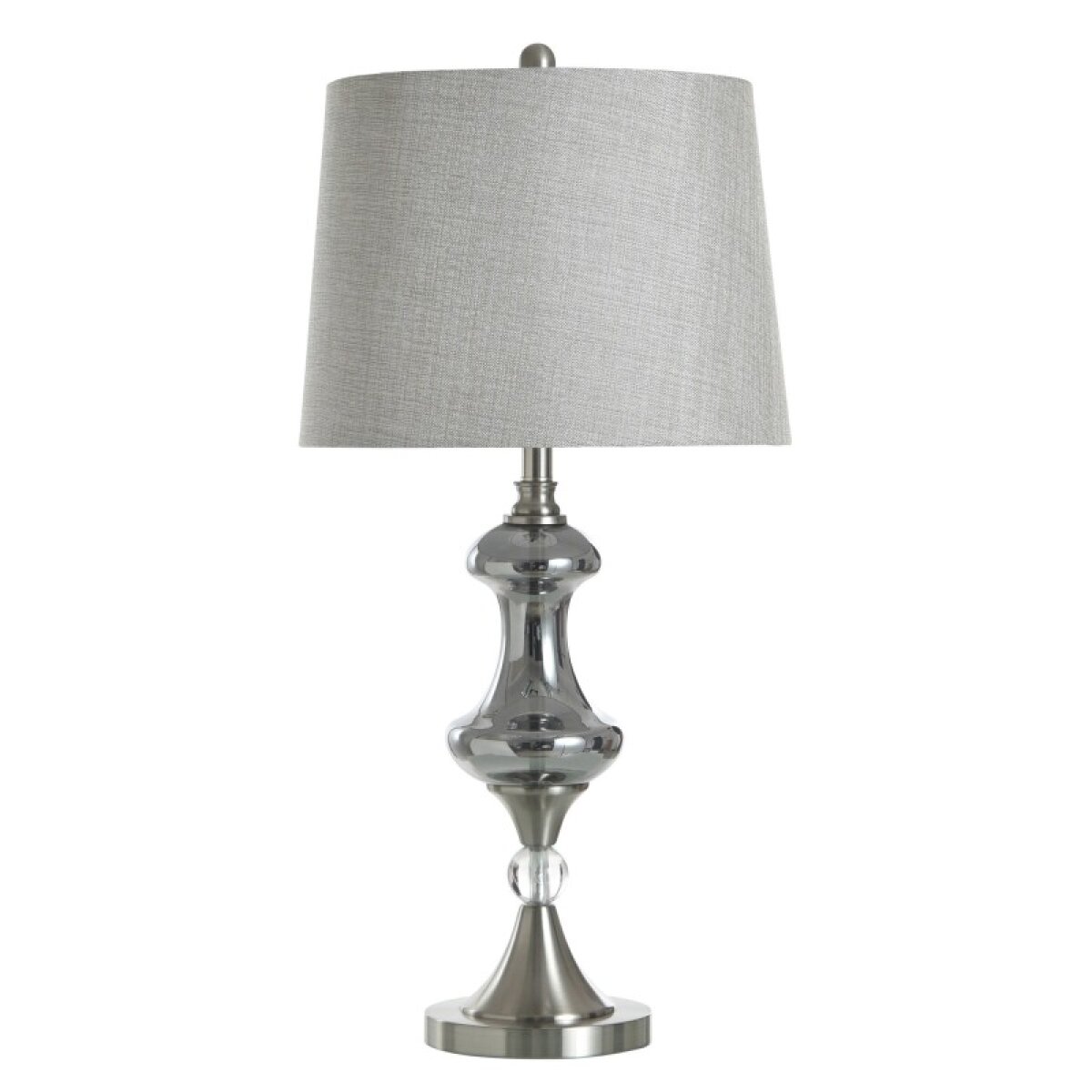 4e7a13899c950c30bffe1188ebc59612 Brushed Nickle & Silver Glass Steel Table Lamp - Image 1