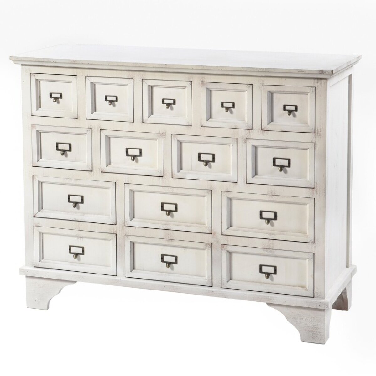 4ec704675484cd23a608f00cc0be838c Shabby Chic Apothacary Cabinet With 15 Drawers With Antique Brass Hardware - Image 1