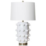 Marni Table Lamp- White | White Finish On Ceramic Body With Brass Base | Hardback Shade