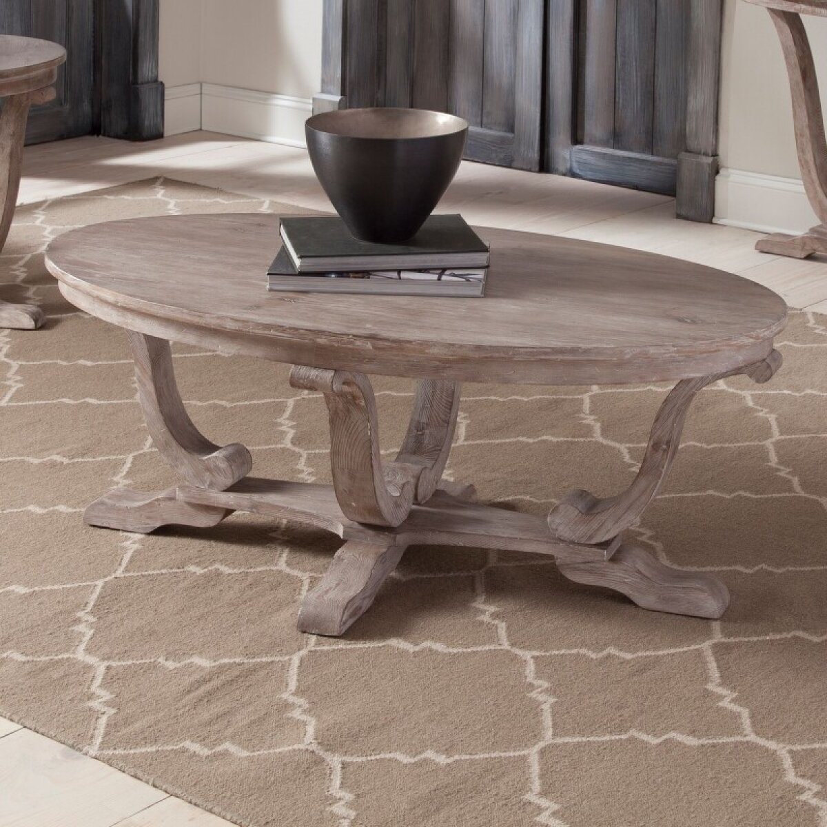 4fefe39e82e5eb61c9d8cfae2f81d1c3 Greystone Mill Oval Cocktail Table - Image 1