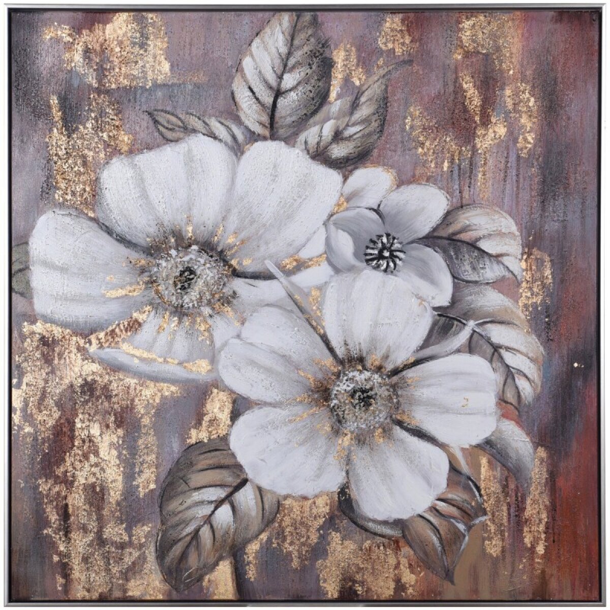 501decc6da4d0d0f96be61366e45304f White Lilies White Lilies On Gold Foil Framed Canvas - Image 1