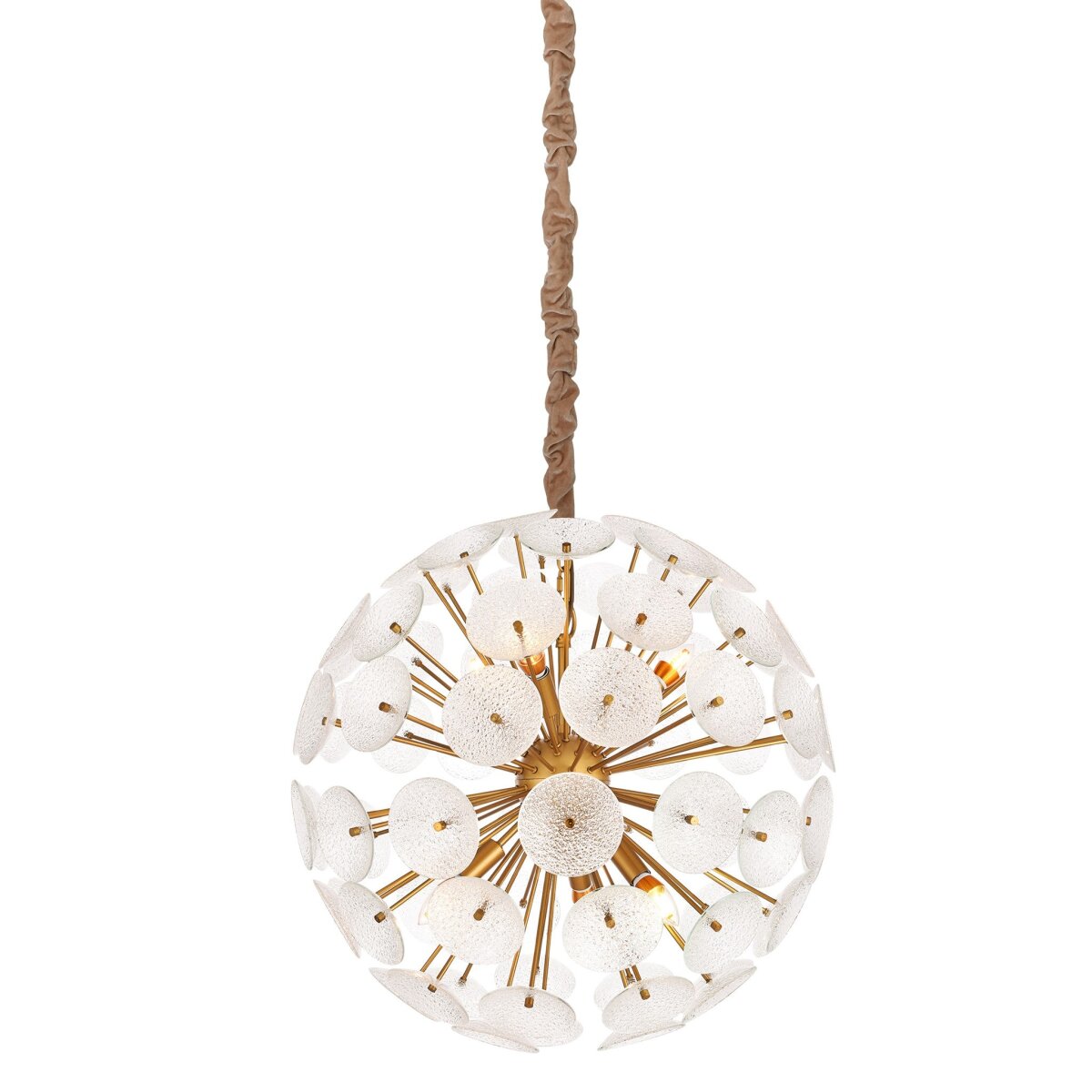 5031a0bbe262857542ea0864a898a785 Amelia Chandelier | Frosted Glass Disks | Gold Finished Metal Base - Image 1