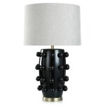 Marni Table Lamp- Black | Black Finish On Ceramic Body With Brass Base | Hardback Shade
