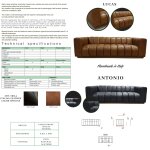 Antonio Sofa | Black Anthracite Top Grain Italian Leather With Platinum Finished Metal Base - Image 3