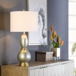 Nabanil Gold Soft Gray Green Glass Base Transitional Table Lamp 1 - Image 7